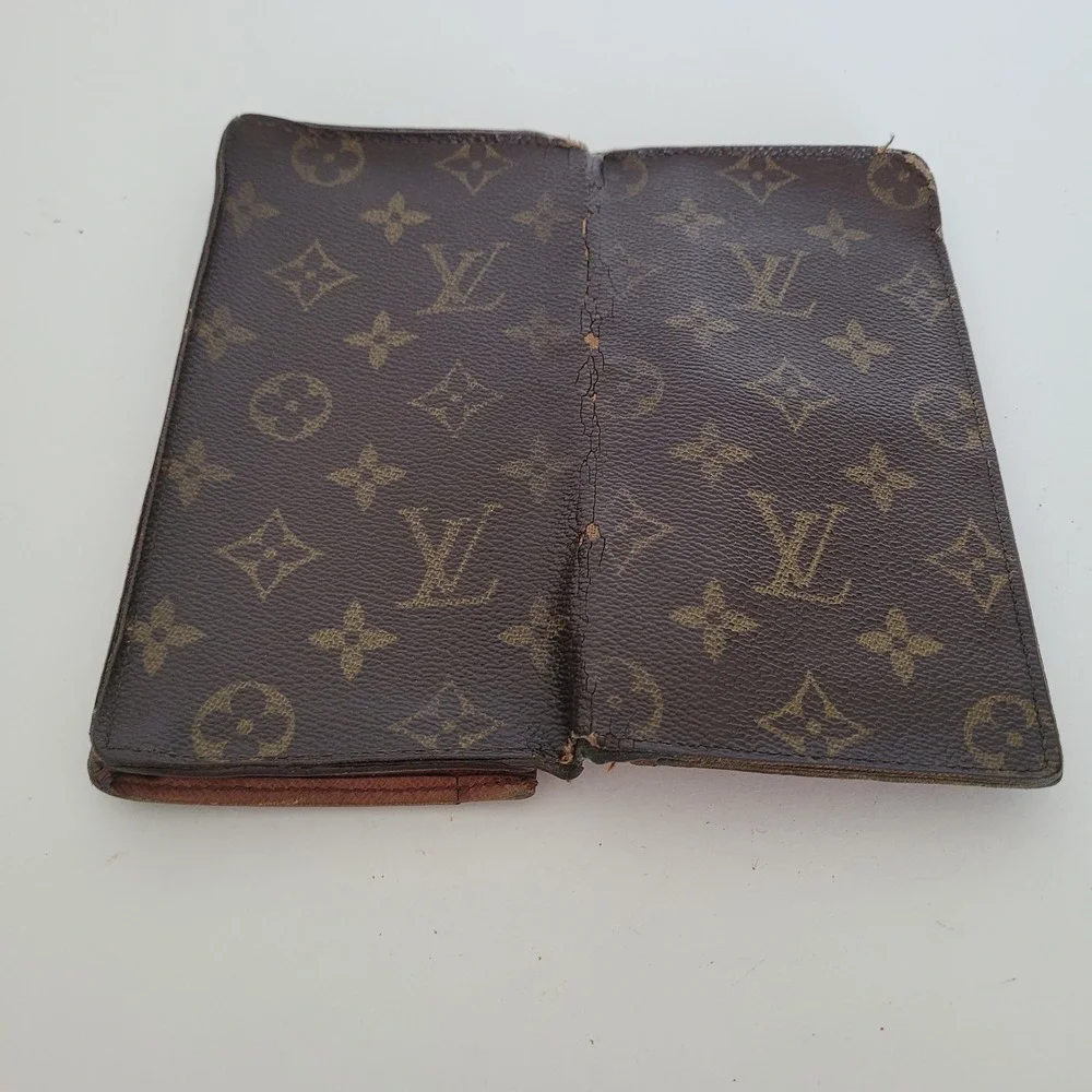 Louis Vuitton Vintage Monogram Long Bifold Wallet Brown Canvas Made‎ in France